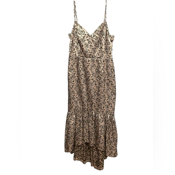 Jill Jill Stuart high low jacquard floral midi ruffle hem dress feminine - Picture 5 of 13